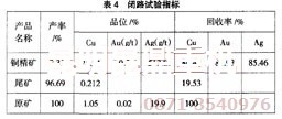 氧化铜浮选设备配套闭路试验技术指标